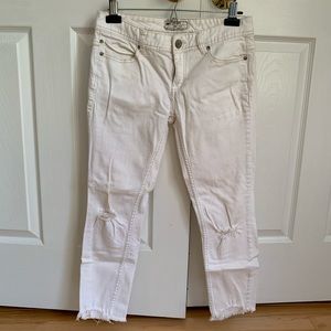 Free People Low-waist, Cropped Jeans in White